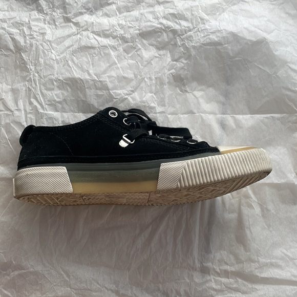 All Saints women low top black and white genuine leather sneakers keds - Picture 4 of 9